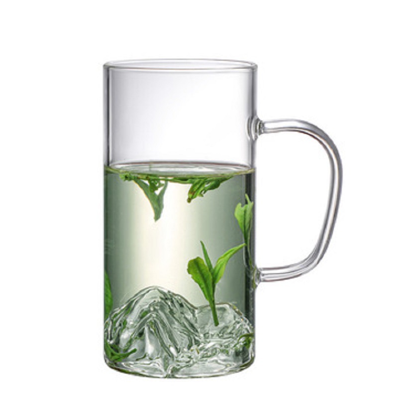 Venta al por mayor sin mango Guanshan taza de té de vidrio transparente con mango taza de agua doméstica taza de jugo flor taza de té taza de agua de vidrio