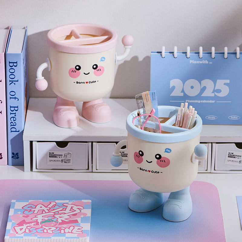 Desktop trash can for home living room with lid garbage bin plastic mini office storage cute wastepaper basket