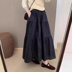 有口袋哦~韩系碎花裙女2025秋季新款高腰显瘦百搭半身裙减龄伞裙