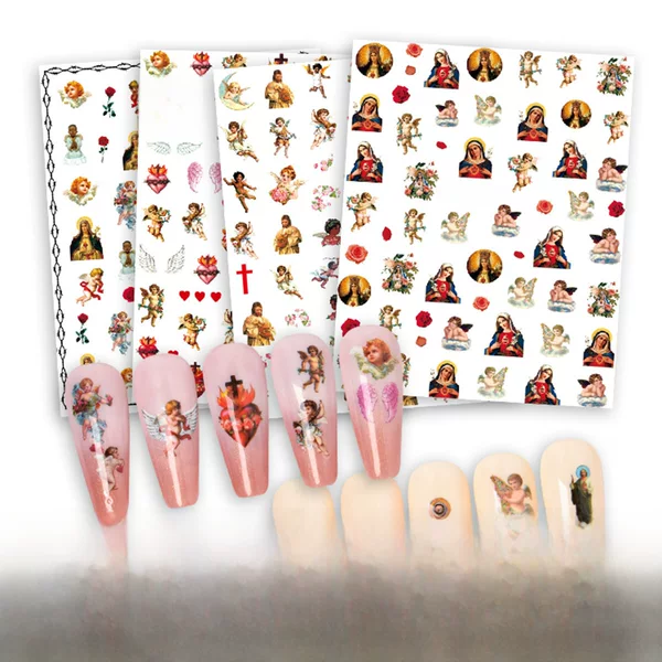 Foreign trade ins retro virgin small pattern nail stickers Cupid angel wings nail decals spot wholesale