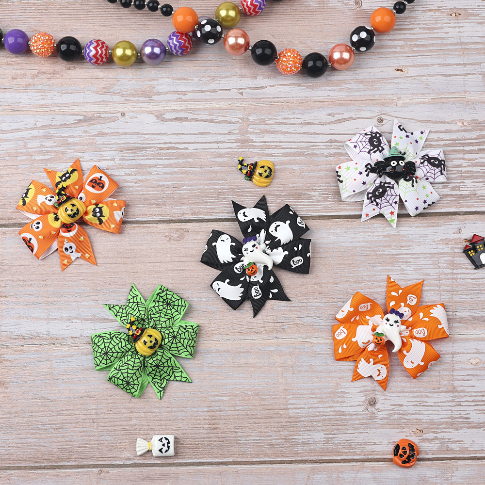 Funny Style Halloween Funny Halloween Pattern Rib Ribbon Party Hairpin