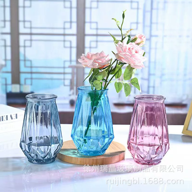 Новый Европейский стиль ретро прозрачная цветная Алмазная стеклянная ваза украшение дома Алмазная ваза гидропонная ваза