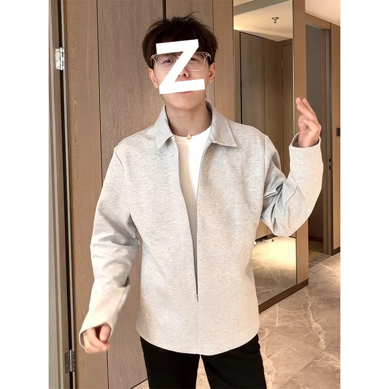Cleanfit Gray Sports Polo Shirt Long-Sleeved Men's Spring Fake Two-Piece Long-Sleeved Jacket American Casual Jacket