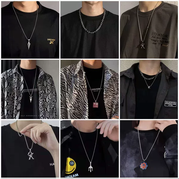 Titanium Steel Necklace for Men, Hip-Hop Trendy Letter Pendant, Korean Style Sweater Chain, Light Luxury Style Long Necklace, Jewelry Wholesale