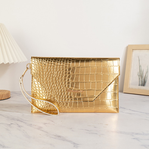 2024 New Stylish Gold Women's Envelope Handbag Tote Bag Wallet Evening Bag In Stock Factory Direct Shipping
