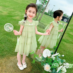 Children's Chinese-style dress 2024 new summer dress for little girls princess summer style national style backless dress