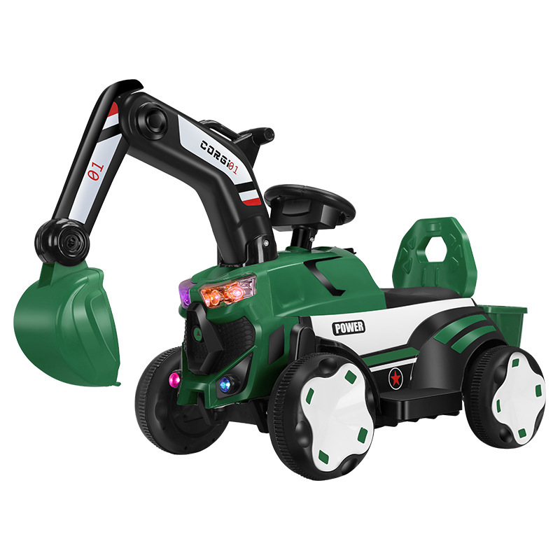 Excavadora eléctrica para niños se puede sentar en un coche de juguete para niños gran excavadora de ingeniería de cuatro ruedas image 8