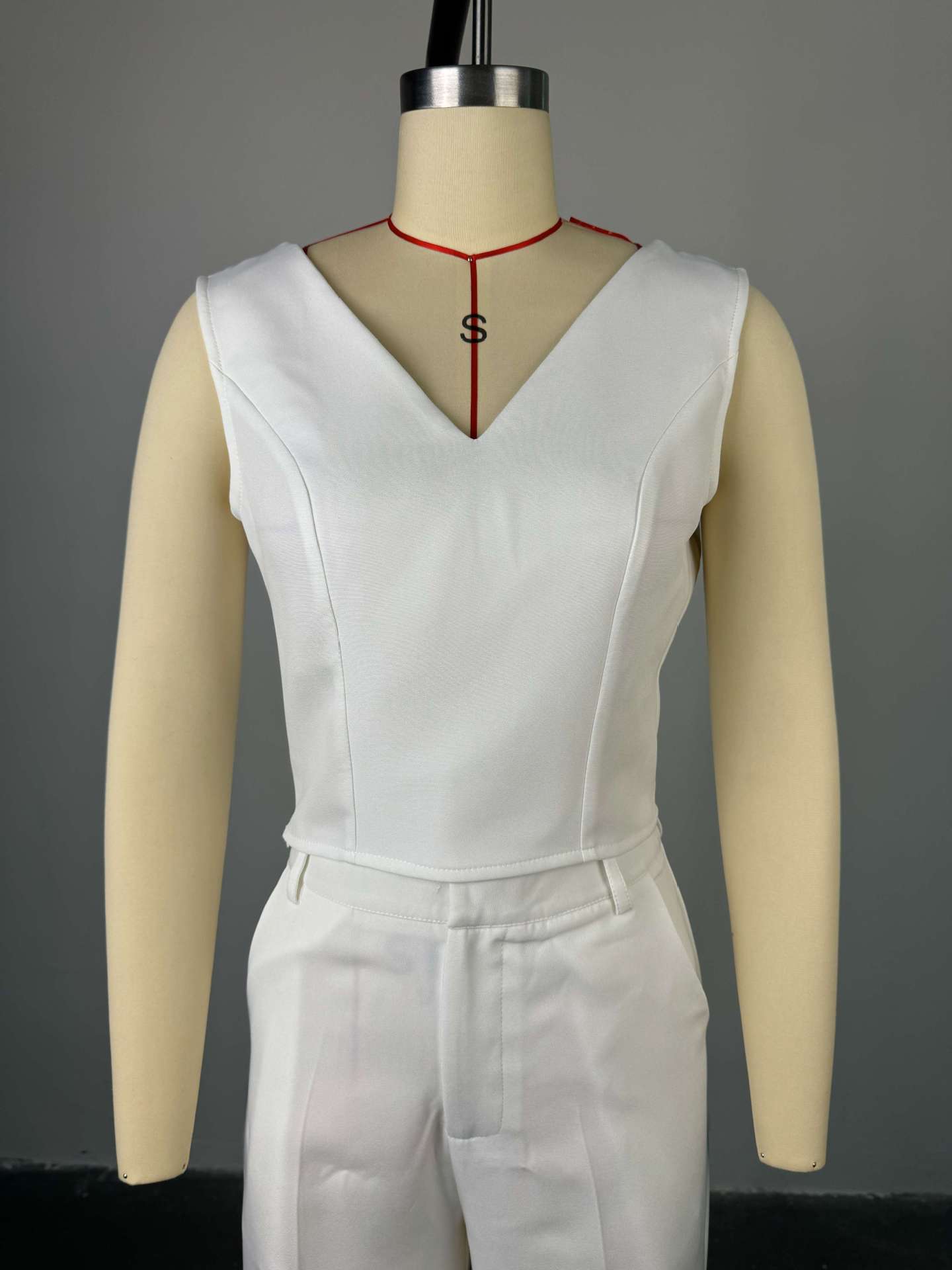 Women Clothing Spring Solid Color Backless Bow Top Wide Leg Trousers Casual Suit