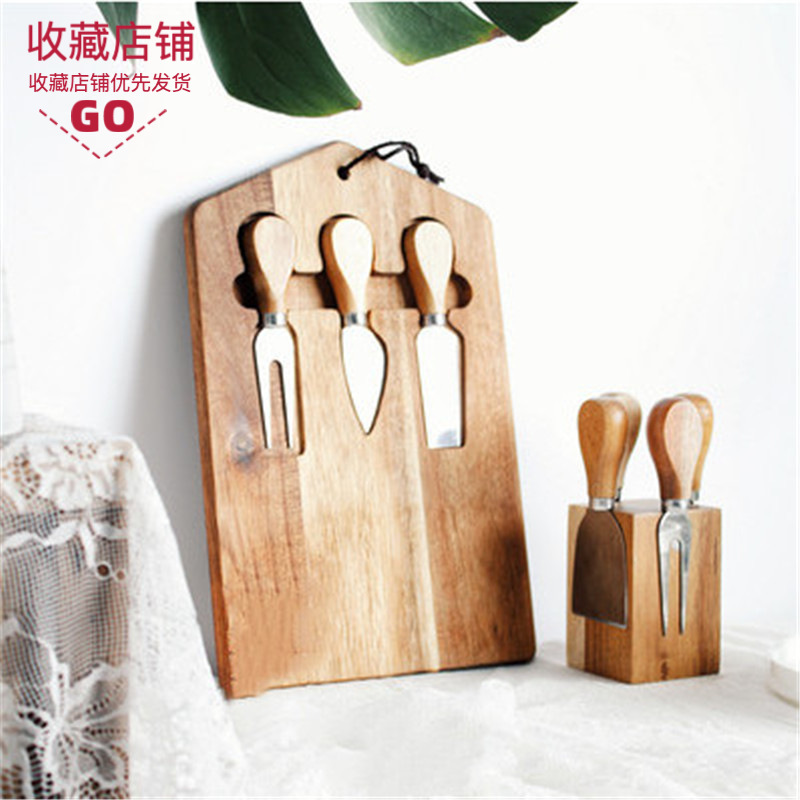 Amazon envía cortador de queso de madera de acacia, cuchillo de queso magnético, juego de asiento de almacenamiento de 5 piezas, soporte de cuchillo de queso de roble