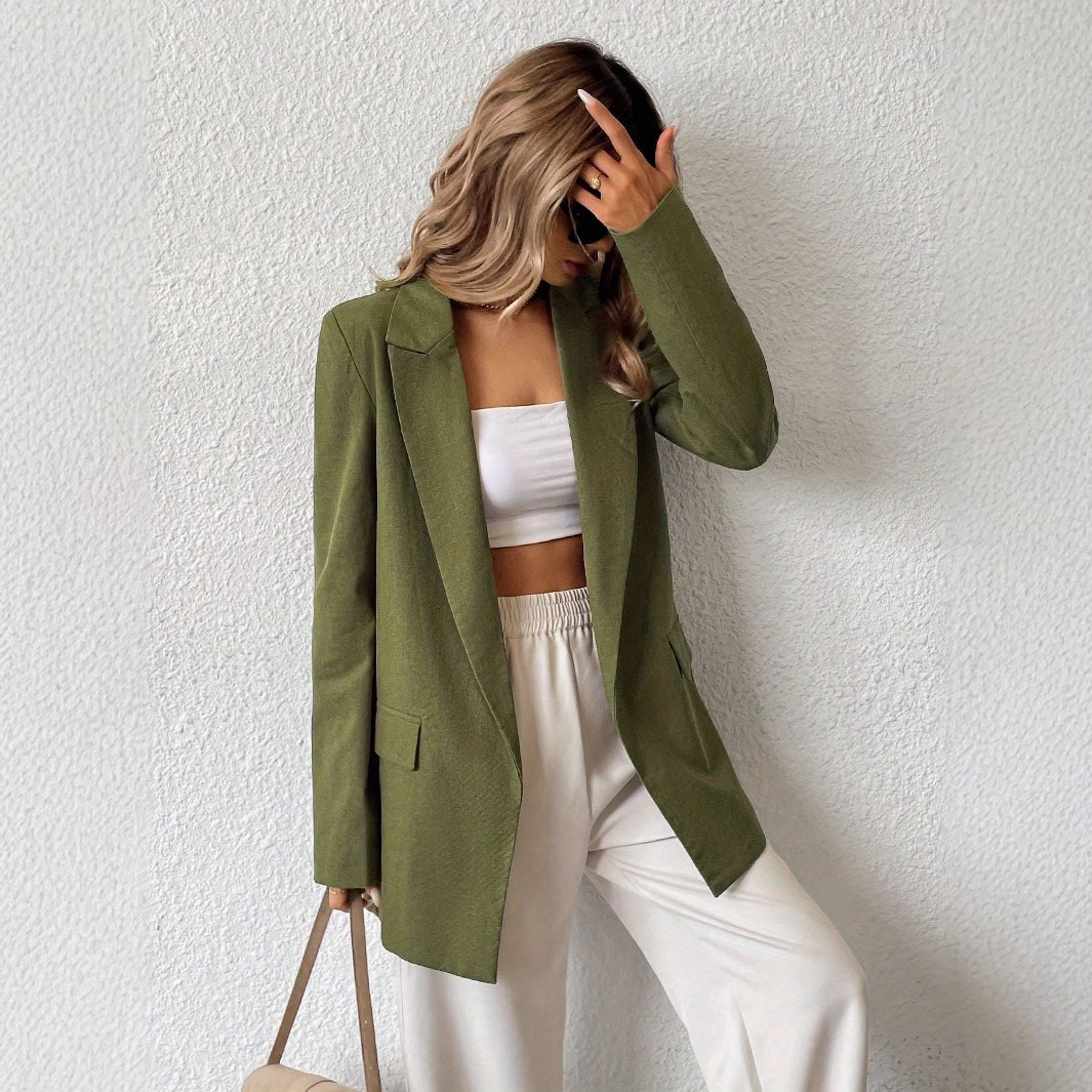 Cross-border Suit Jacket European and American 2025 Early Spring Women's Temperament Commuter Fashion All-match Loose Shoulder Pad Suit Dress