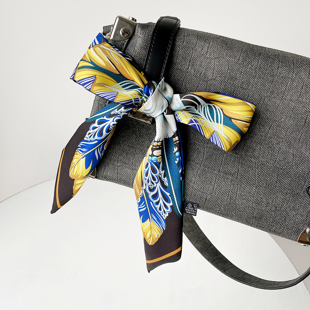 Women's Elegant Retro Printing Bag Satin Silk Scarf display picture 9