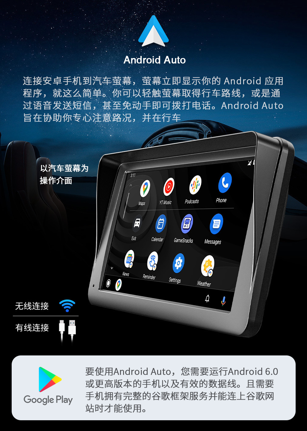 Cross-border new 7-inch portable wireless Carplay car MP5 player multimedia Bluetooth card host