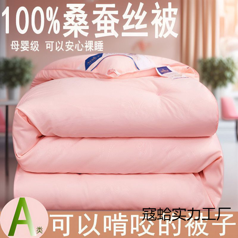 Authentic Silk Quilt, Mulberry Silk Quilt, Air-Conditioned Quilt, Thickened Warm Student Spring & Fall Quilt, Double Quilt