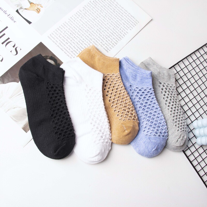 Mesh Men's Socks, Low-Cut, Sweat-Absorbent, Odor-Resistant, No-Show Socks, Casual Invisible Socks, Solid Color Perforated Socks, Short Socks, Breathable, Quick-Drying, Versatile
