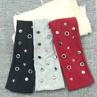 跨境电商弹力布气眼五角星钉扣混搭朋克个性头带 Punk Headwrap