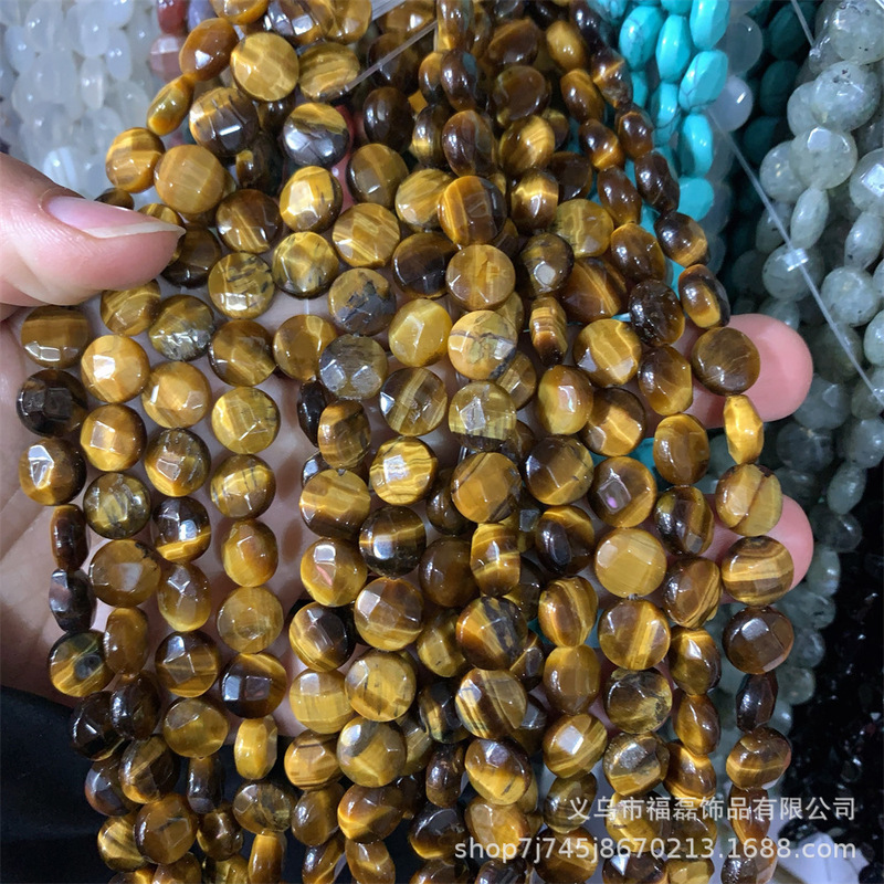Natural Tiger Eye agate Crystal Jade 10mm cut round beaded DIY handmade jewelry accessories cross-border supply