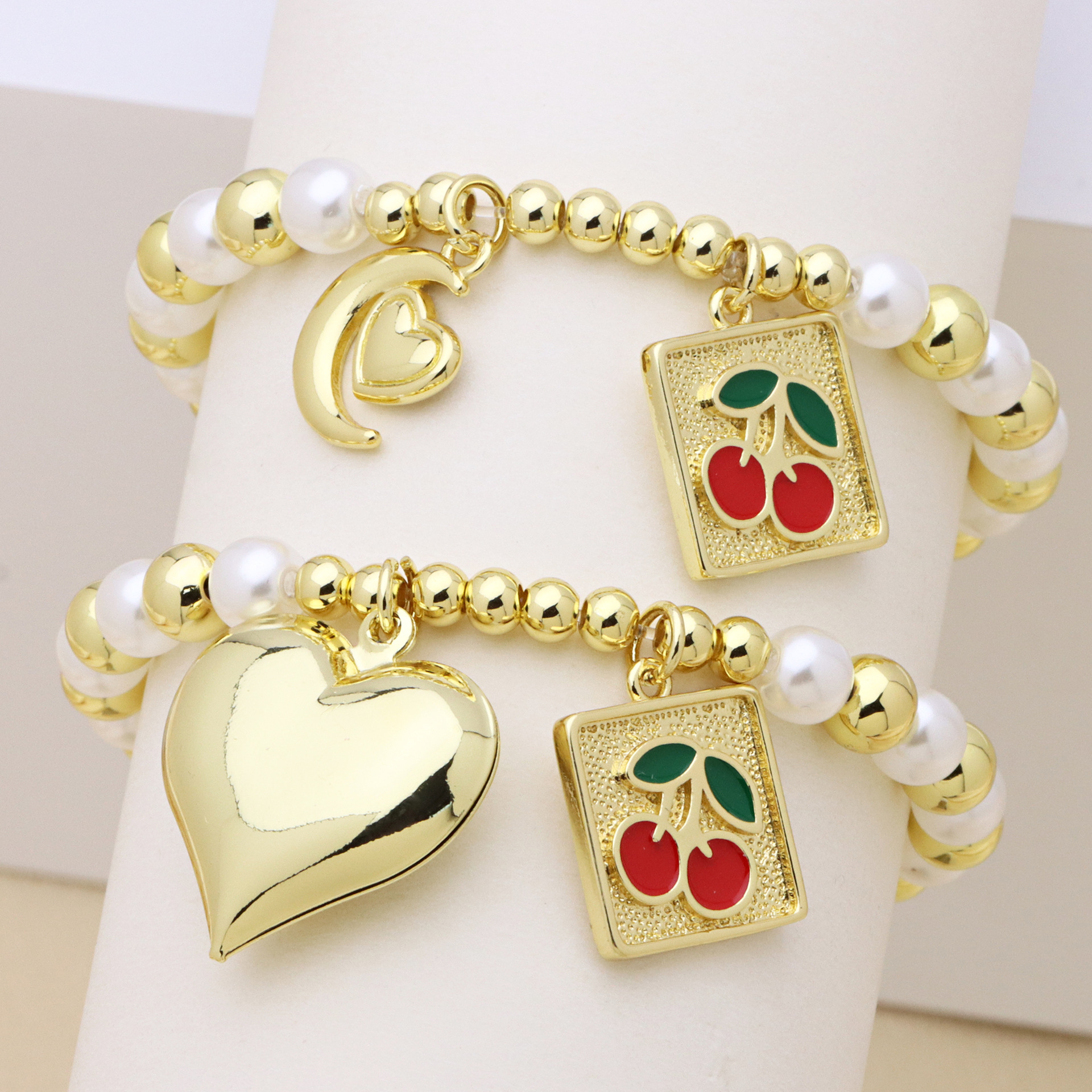 Bracelets Classification Wholesale Jewelry Vintage Style Classic Style Cherry Heart Shape Copper Plating Bracelets