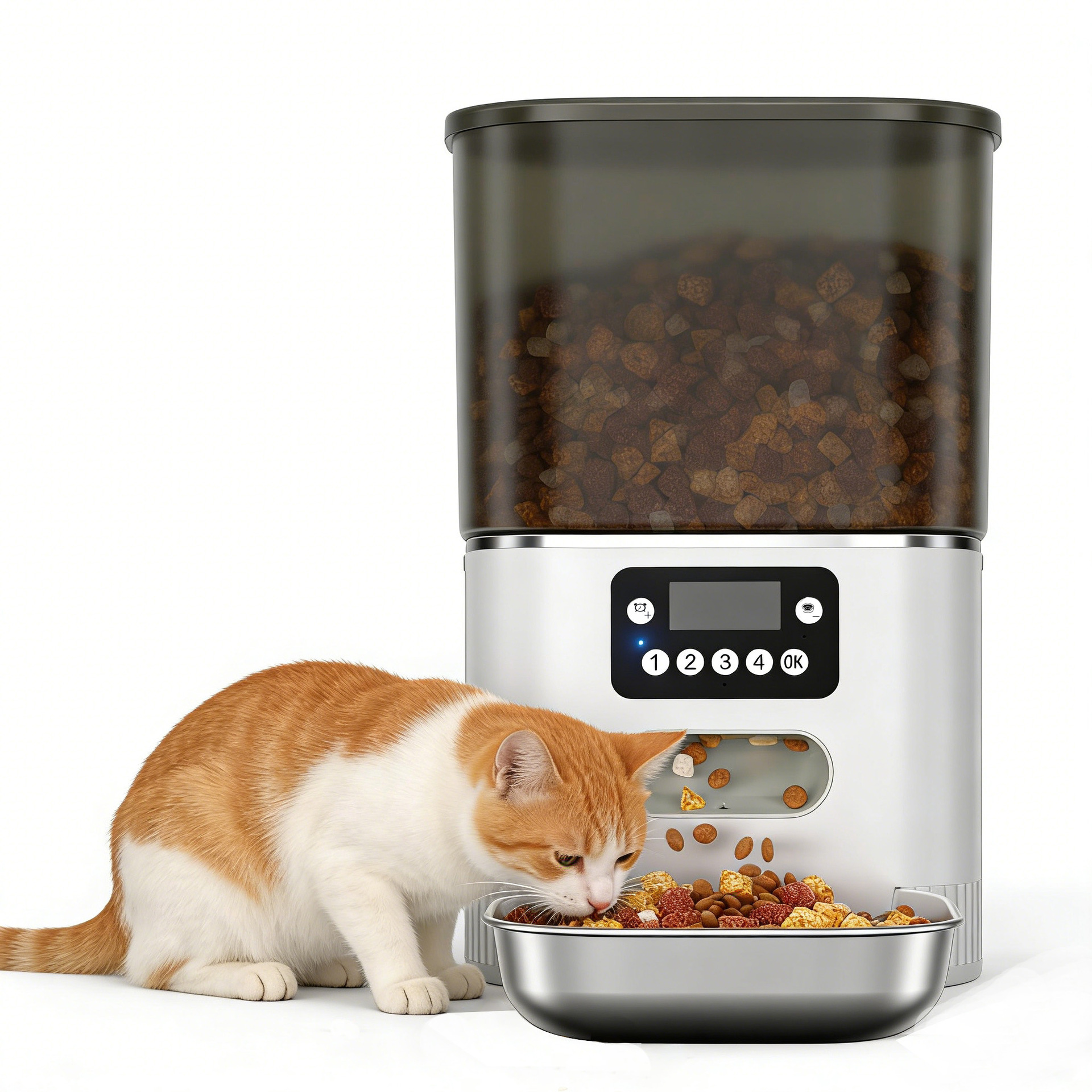 猫猫多碗自动喂食器智能涂鸦按键喂食猫狗餐食分配器4L多猫宠物用