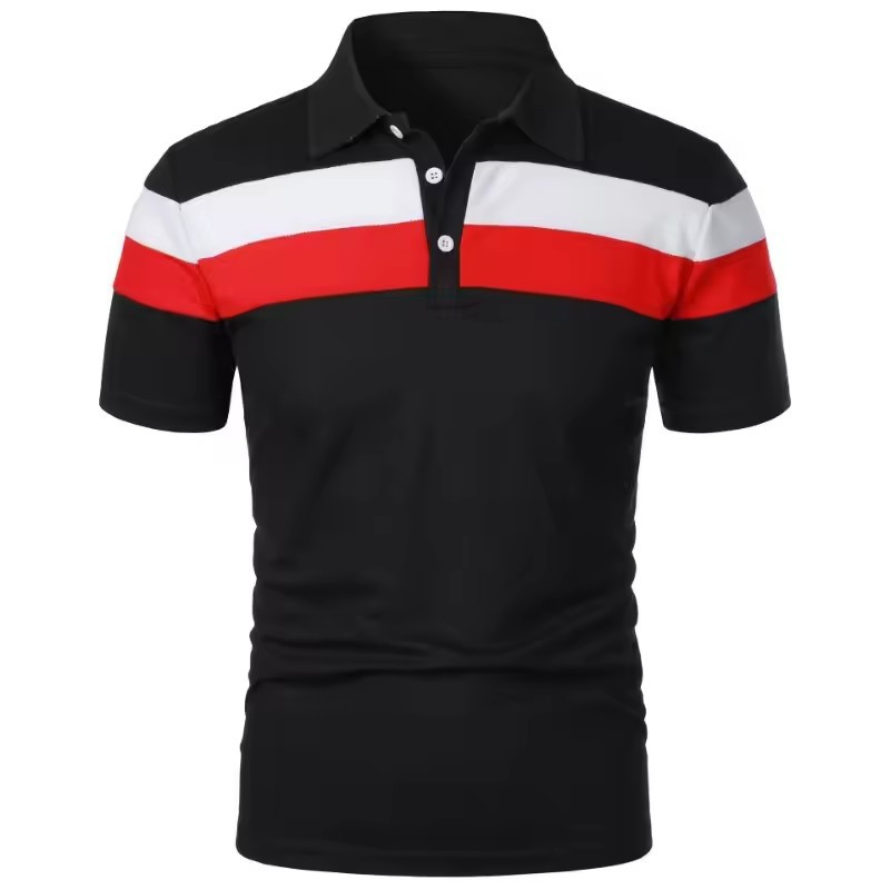 Camisa de polo deportiva para hombre con estampado digital 3D a rayas, camiseta POLO suelta de manga corta de tamaño europeo de verano 2024