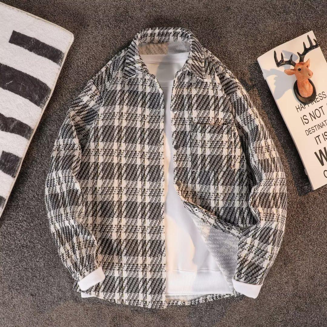 Chemise à carreaux en coton pour femme, style printemps-automne, coupe ample haut de gamme, petite veste parfumée pour homme_voghion.com