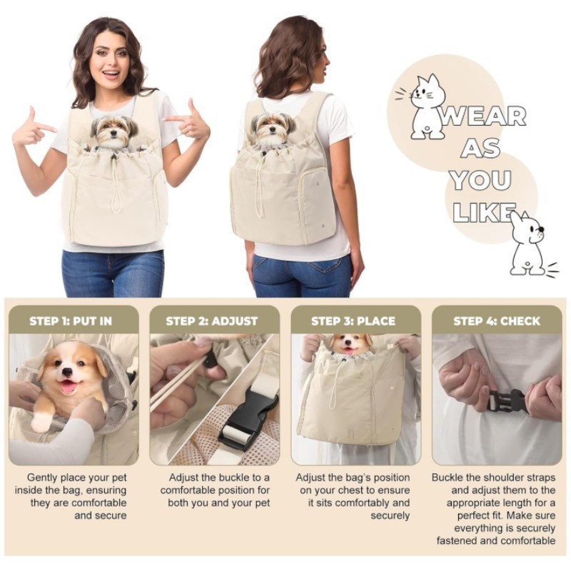 Spot Amazon Pet Out Bag Bolsa de pecho para gatos Bolsa para perros transpirable de gran capacidad Bolsa móvil para perros portátil
