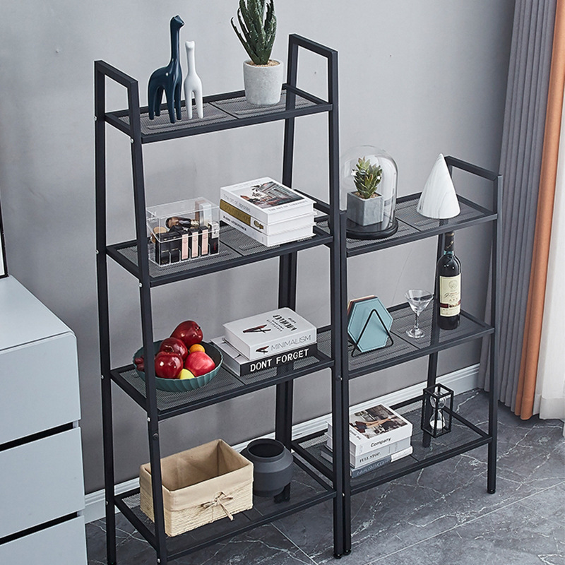 Estantería de hierro de múltiples capas de almacenamiento de piso dormitorio Oficina sala de estar trapezoidal estante de almacenamiento balcón estante de la flor