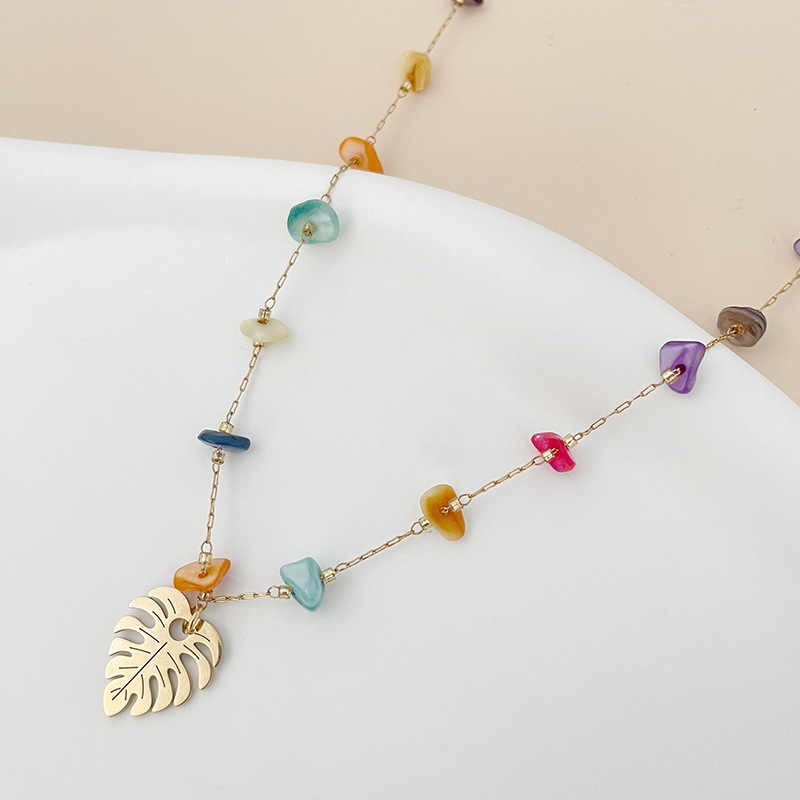 Simple Style Leaf Titanium Steel Plating Pendant Necklace 1 Piece