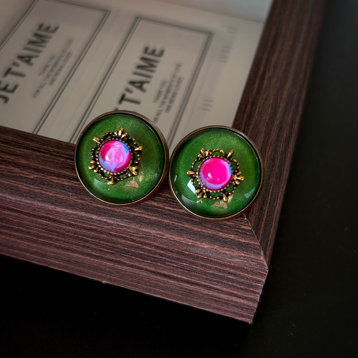 Vintage复古宫廷圆形通勤百搭花耳钉小众设计感798艺术街耳饰女