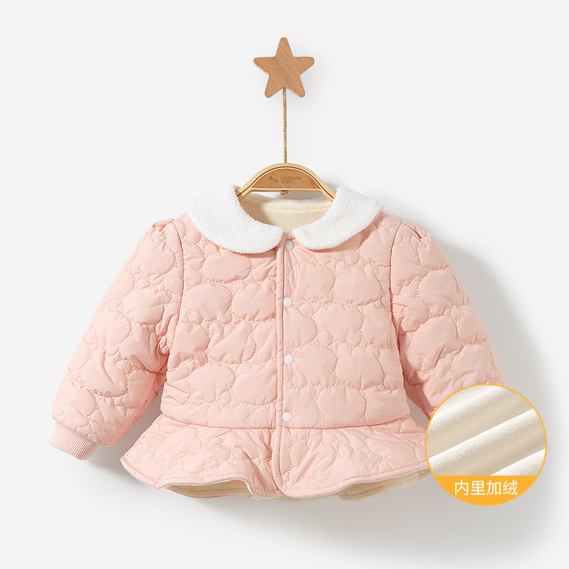 Abrigo de bebé Otoño e Invierno ropa exterior de bebé engrosada ropa de invierno cardigan de las niñas forrado de lana superior caliente ropa de los niños