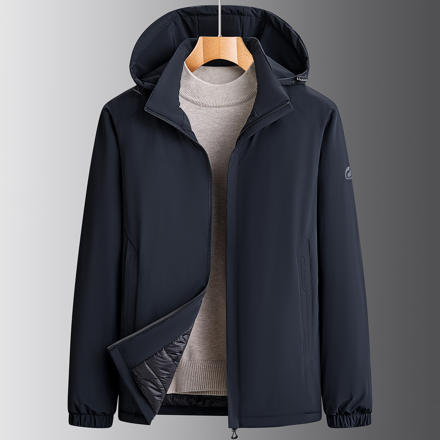 Men's padded jacket, outdoor windproof, waterproof, wear-resistant, hooded padded jacket, cold-resistant coat