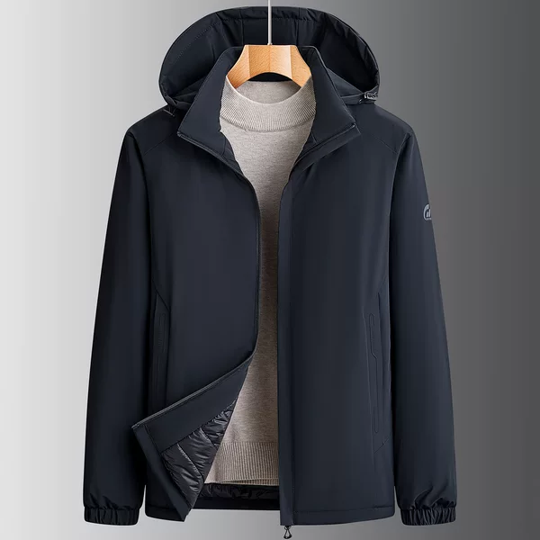 Men's padded jacket, outdoor windproof, waterproof, wear-resistant, hooded padded jacket, cold-resistant coat