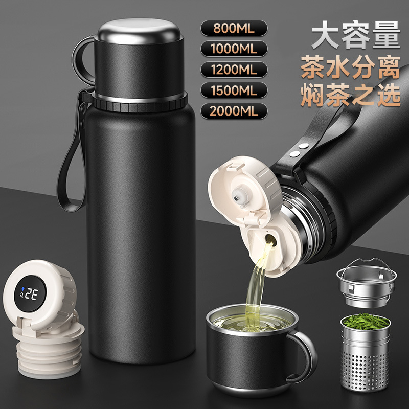 1000 large capacity 316 stainless steel thermos cup direct drink intelligent warm display with tea warehouse handle dual-purpose wholesale water cup