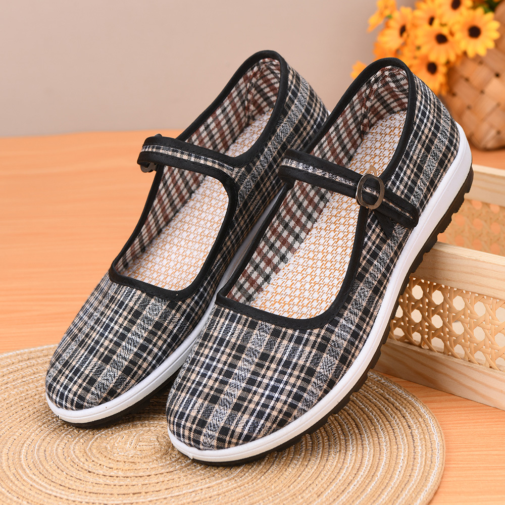 New Beijing women's cloth shoes, handmade, cotton fabric, breathable, multi-layer sole, vintage flat shoes, soft-soled shoes for mothers