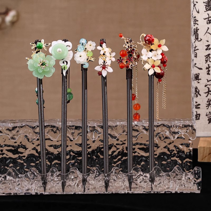 Nueva caligrafía china, horquilla de mariposa, horquilla de pelo con flecos exquisitos, cheongsam, ropa china, horquilla en la parte posterior de la cabeza, temperamento, accesorios para el cabello de estilo antiguo