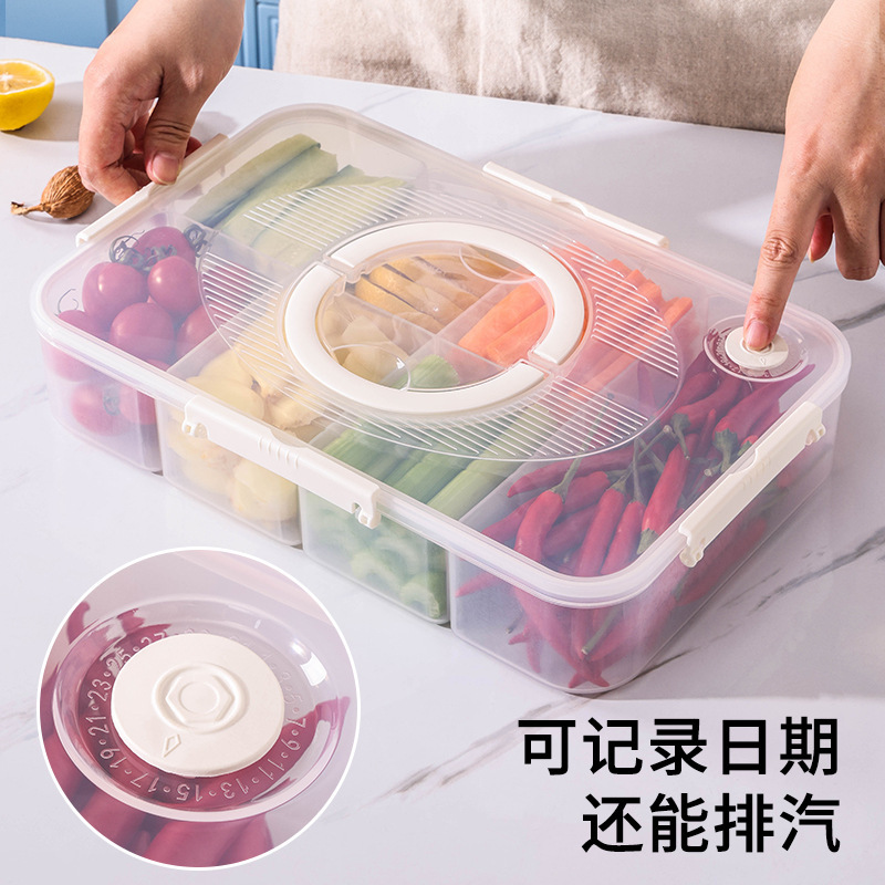 冰箱收纳盒跨境一体式食品级带盖调料盒便携分格手提保鲜盒批发|undefined