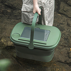 Picnic basket outdoor portable hand basket outdoor camping folding box picnic storage basket set folding bucket