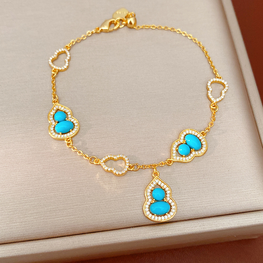 Pulsera - oro - azul (chapado en oro real)