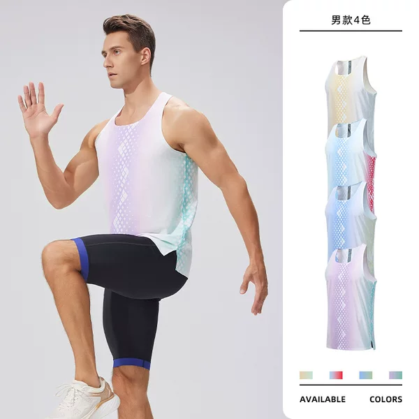 Summer New Sports Vest Men's Sleeveless Printed Fitness Vest Tennis Running Breathable Lightweight Quick-Drying Vest