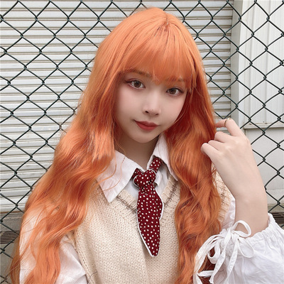 厂家假发女空气刘海长卷发玉米烫水波纹长发全头套jk网红同款假毛|ru