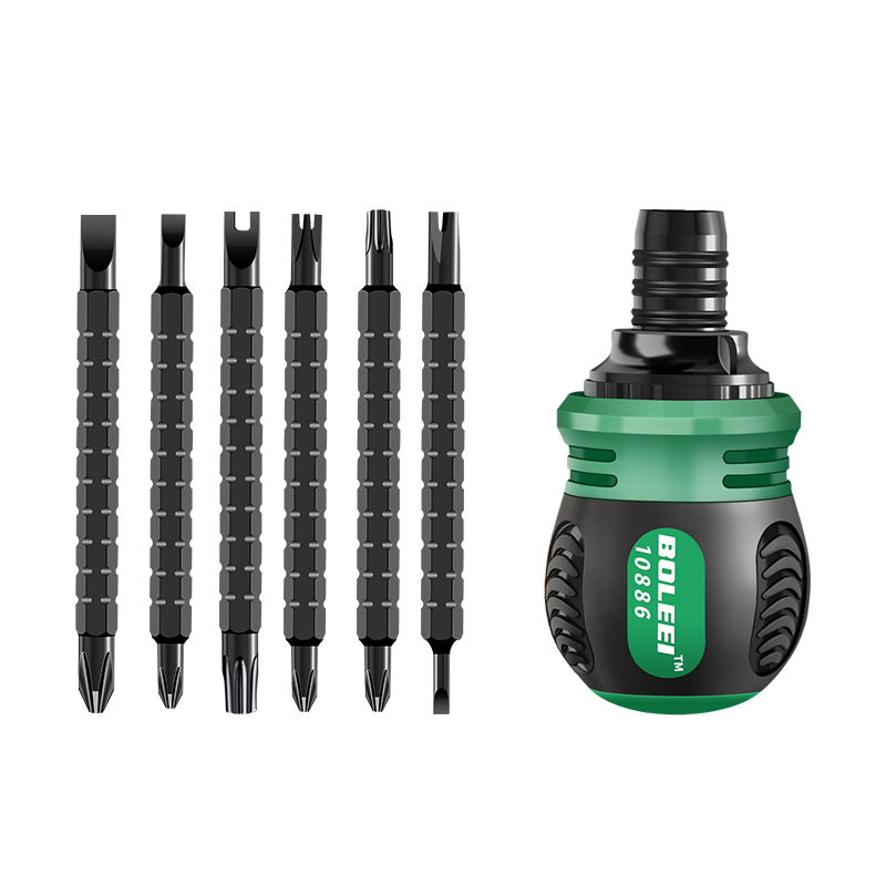 Kit de destornillador de trinquete doméstico multifuncional de doble cabeza de cruz de ciruela de forma especial un par de tornillos telescópicos pequeños