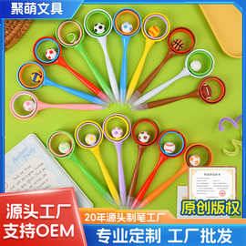 跨境创意立体足球篮球转转笔卡通球类公仔圆珠笔中小学生礼品现货
