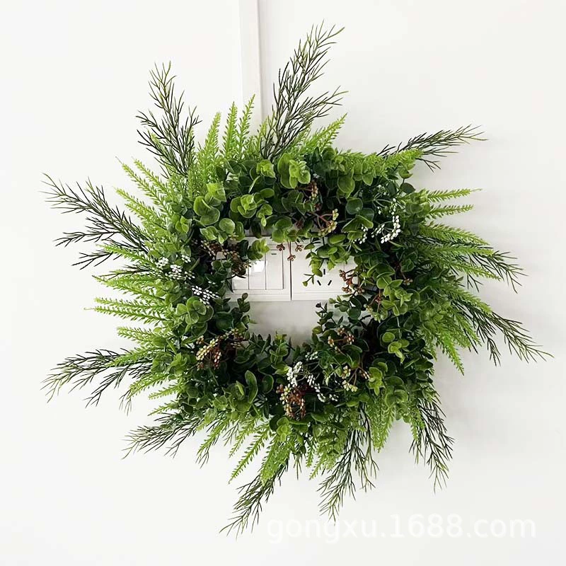 Cross-border supply Amazon hot selling Christmas decoration wreath lavender eucalyptus circle door hanging wreath manufacturer