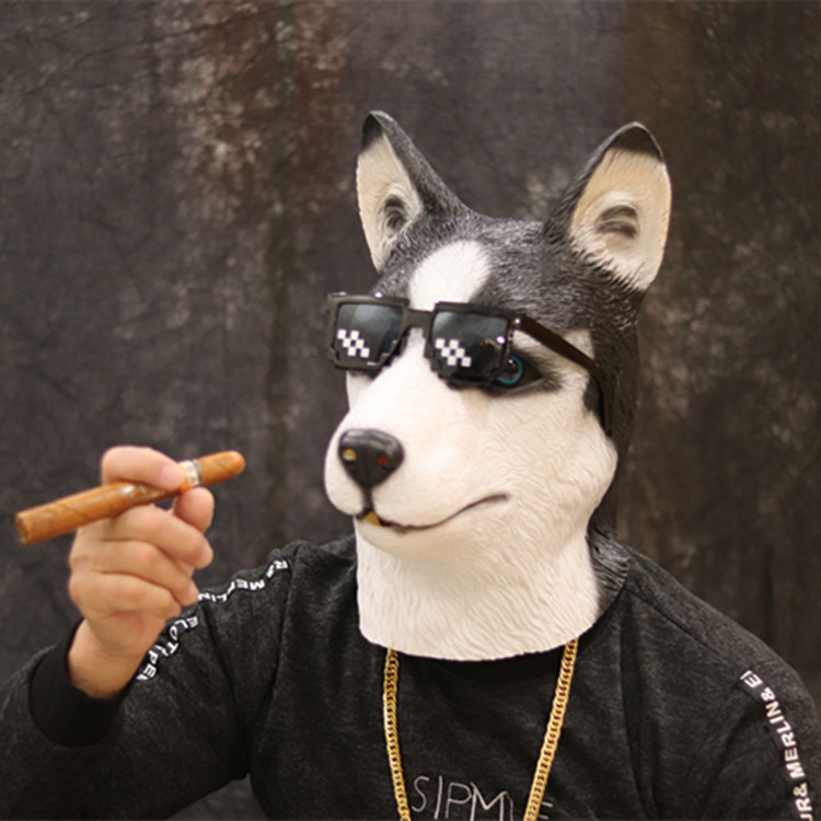 Husky máscara tocado Halloween Masquerade cachorro Husky perro cabeza accesorios de juego