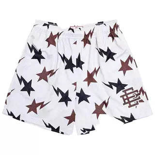 American-Style Basketball Shorts, Star-Patterned Pants for Men, Knee-Length, High Street Fitness Casual Breathable Style