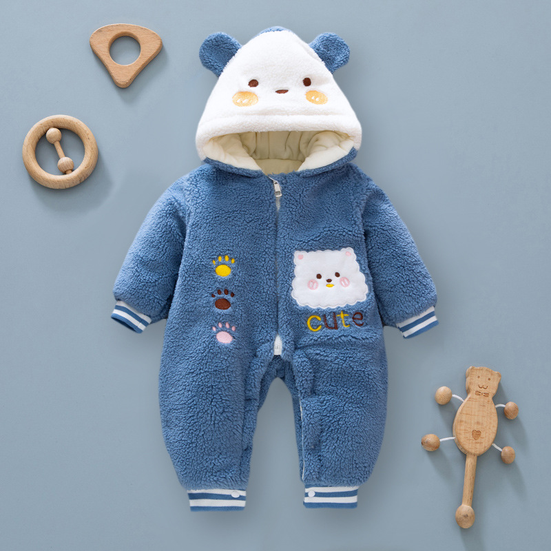 Ropa de invierno para bebés mameluco engrosado recién nacido mono con forro polar cálido masculino y femenino bebé mameluco Otoño e Invierno ropa