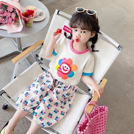 女童夏装2025新款套装小童洋气儿童夏款网红女宝宝夏季短袖两件套