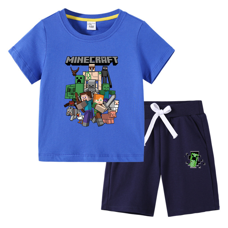 Children's Boys T-Shirt Summer New Half-sleeve Children's Wear Students Korean Cotton Girls Short-sleeve Pants Two-piece Suit
