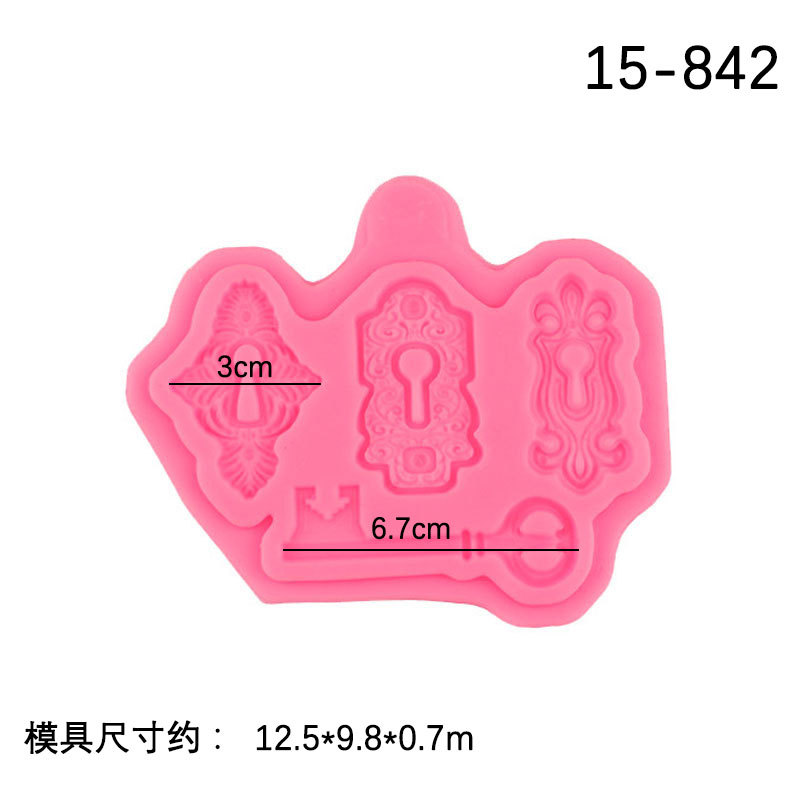 Retro en relieve clave silicona fondant DIY molde hecho a mano pastel de chocolate epoxi decoración Accesorios