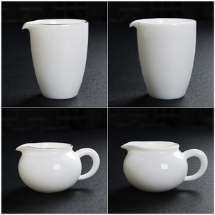 Suet Jade White Porcelain Fair Cup Household Kung Fu Tea Set Pour Tea Male Cup Uniform Cup Ceramic Filter Cocoa Print logo