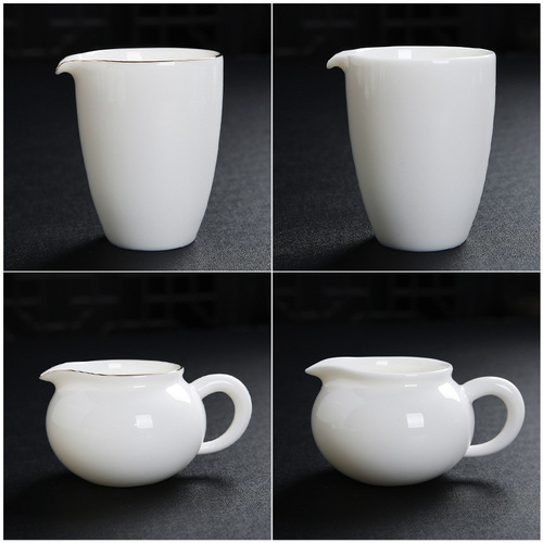 Suet-fat jade white porcelain fair cup household kung fu tea set pouring tea male cup even cup ceramic filter cocoa printed logo